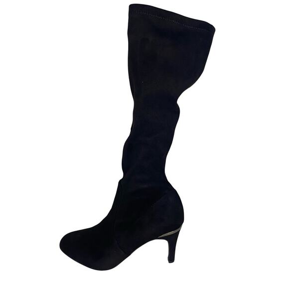 NEW BCBGeneration Black Knee High Heeled Boots Mario Faux Suede Slouchy Size 8 - Picture 1 of 14